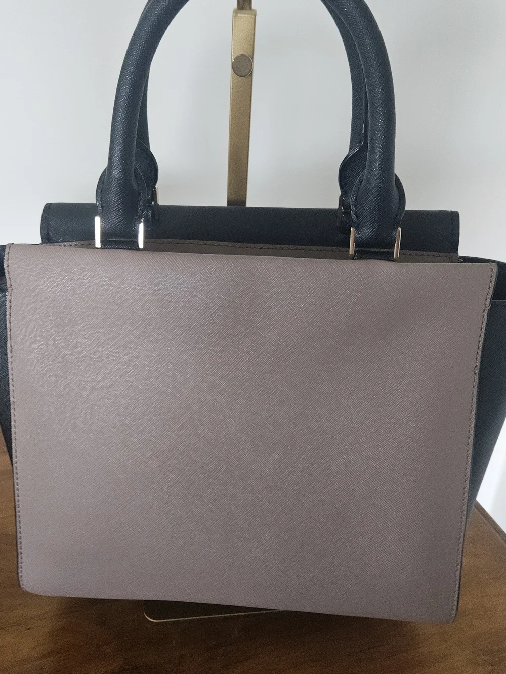 kate spade Black and Taupe Colorblock Structured Satchel